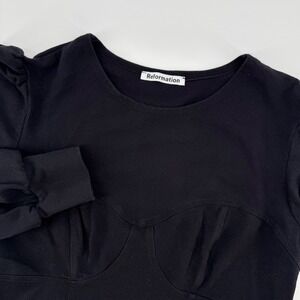 Reformation Solid Black Bodysuit Long Sleeve Bustier Top Women's Small